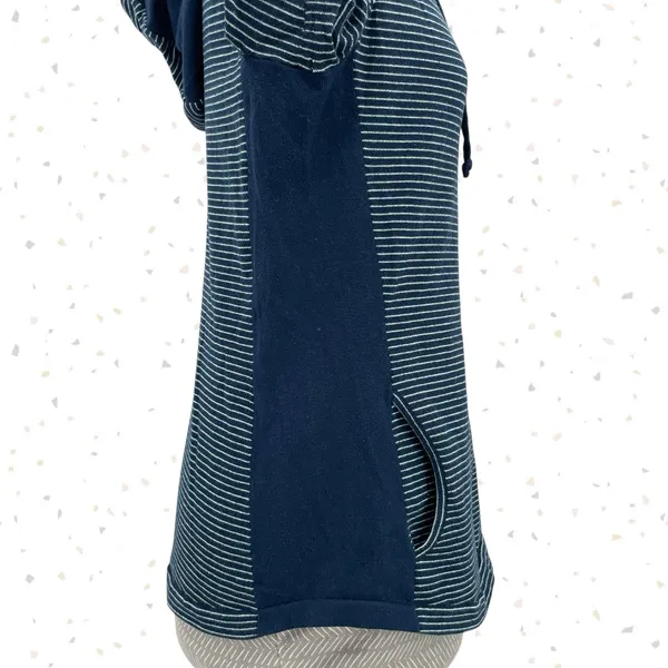 Duluth Trading S'no Sweat Hooded Sweater Navy Blue White Stripes Hoodie Size M - Image 4