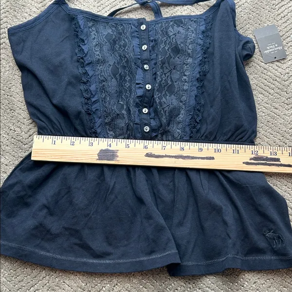 Abercrombie & Fitch Lace Front Cami Tank Navy Blue Size L - Image 7