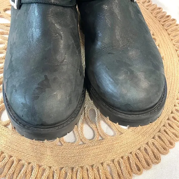 ROSS & SNOW Stefana Black Camo Leather Moto Boot Shearling Italy US 7 Moto Chic - Image 6