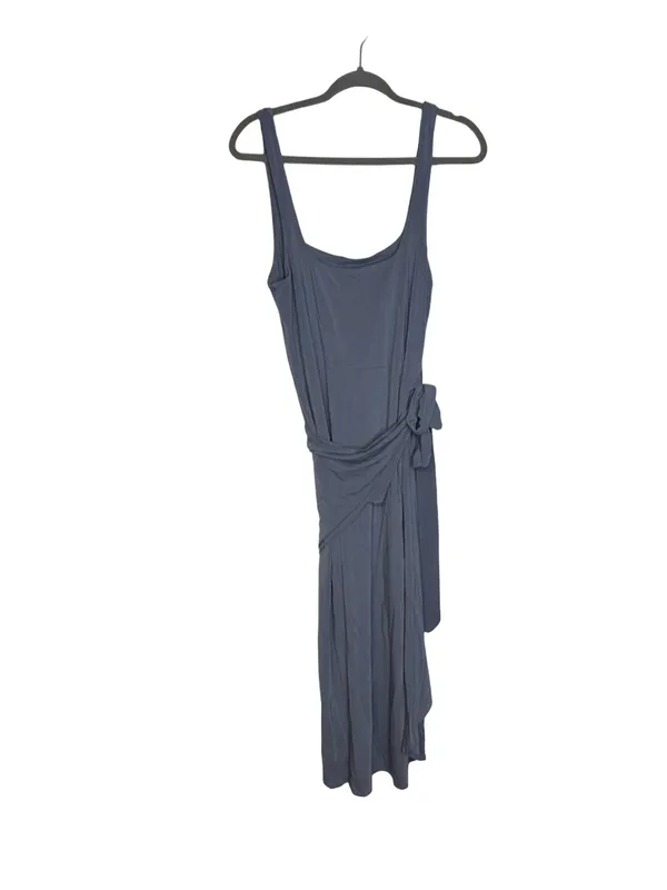 👗 Wilfred Draped Wrap Midi Dress XL Ruched Side Asymmetrical Hem Blue 👗 - Image 5