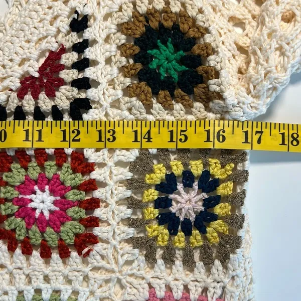 Boho Grandma Crochet Patchwork Knit Cardigan Sweater Size S Cottage Festival - Image 4