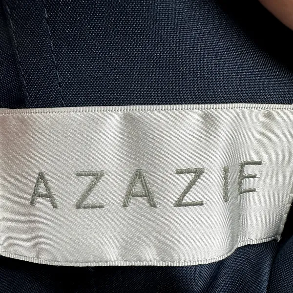 Azazie Floral Fit & Flare Dress Lace Illusion Chiffon Sweetheart Navy Medium - Image 6