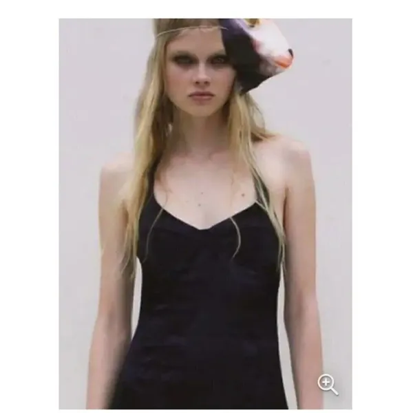 NEW ZARA Satin Bustier Mini Dress Black LARGE - Image 5