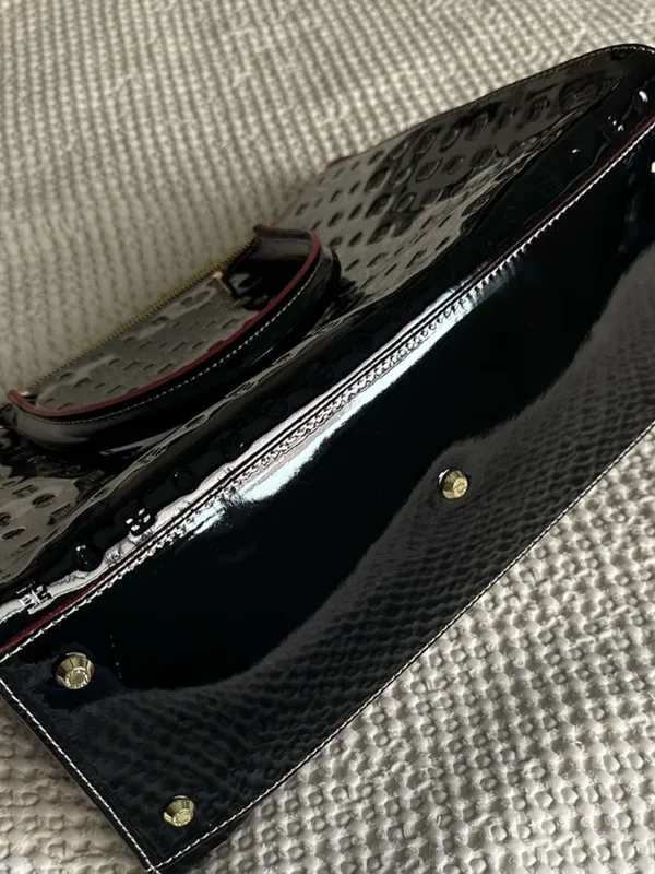 Arcadia Black Patent Satchel with PinkTrim - Image 7