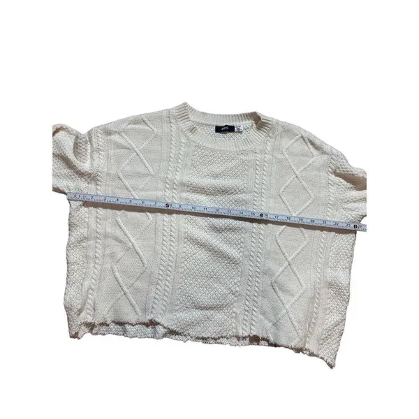 BDG ivory twist cable chunky knit‎ sweater with elbow patch sz XS - Image 4