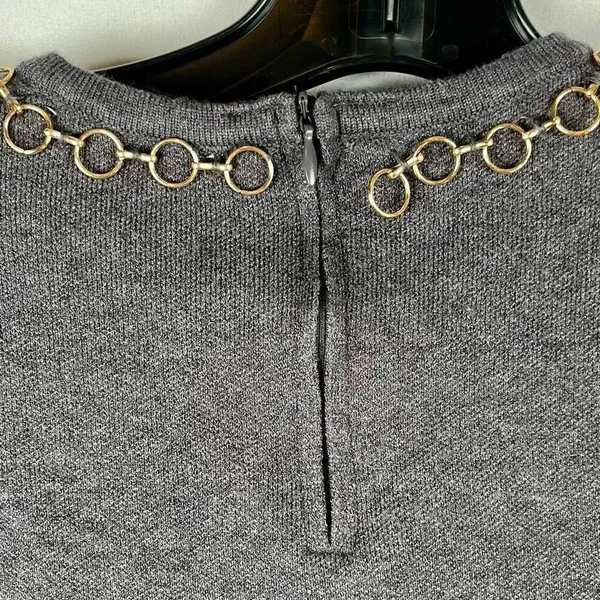 Zara Knit Short Sleeve Gold Chain Sweater Small - Image 3