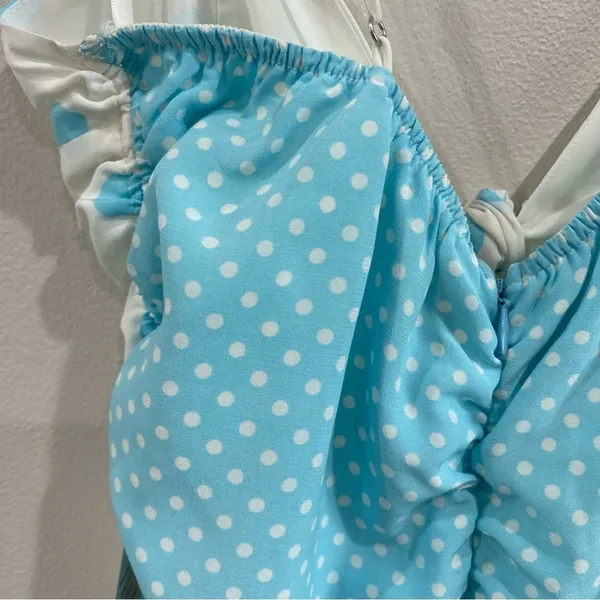 For Love‎ & Lemons Polka Dot Ruched Mini Dress Mesh Back Bodycon Size M - Image 11