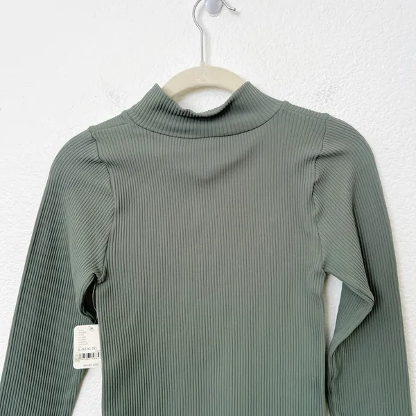[Free People] Army Green XYZ Bodysuit Long Sleeve Ribbed Turtleneck NWT Sz L/XL - Image 8