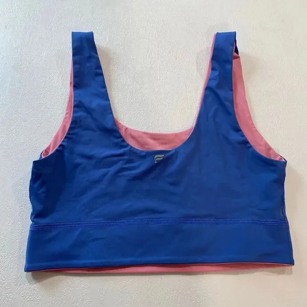 Fabletics Reversible Sports Bra Pink Blue Longline Medium Impact Size M - Image 4