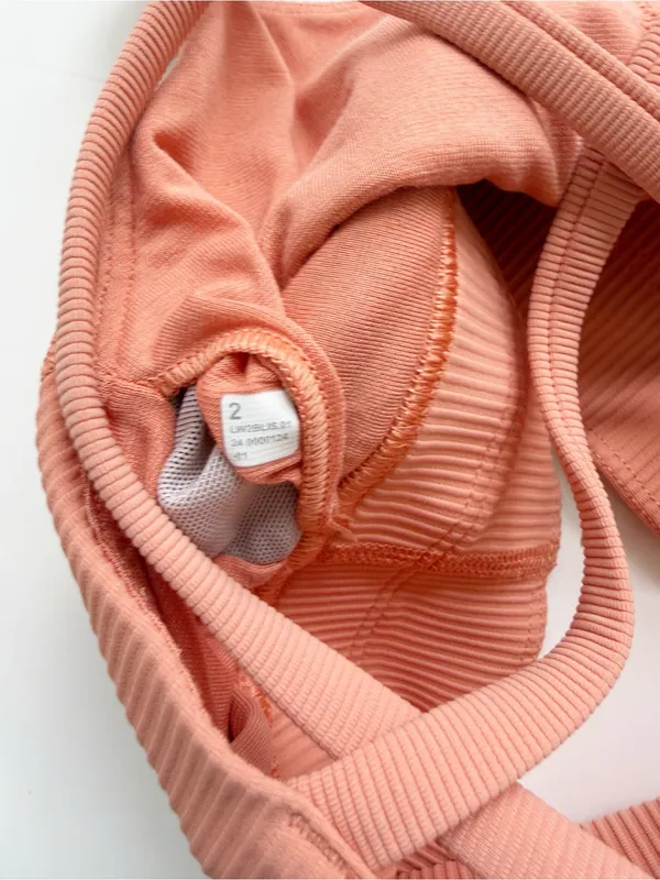 lululemon Energy Longline Ribbed Bra in Sunny Coral Size 2 - Image 5