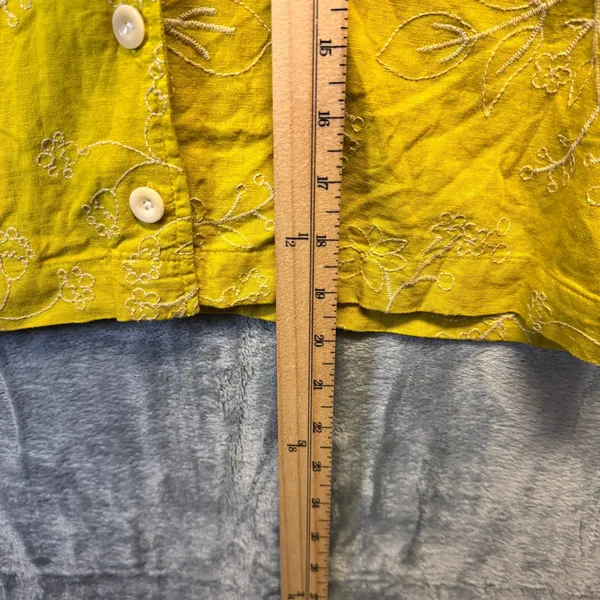 2141 | Madewell Linen Floral Embroidered Crop Top Yellow Womens M Summer - Image 4