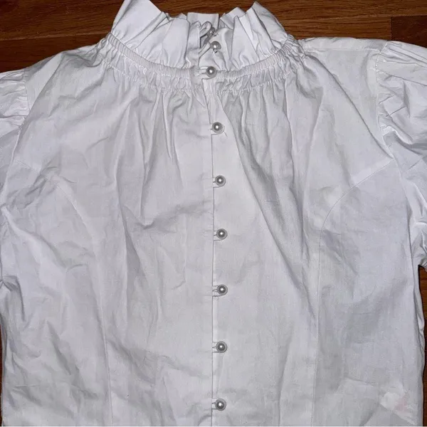 Nasty Gal Pearl Button Down High Neck Blouse - Image 2