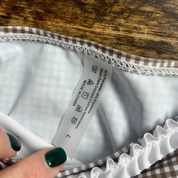 Zaful Brown Gingham 2 pc bikini NWOT‎ size large - Image 2