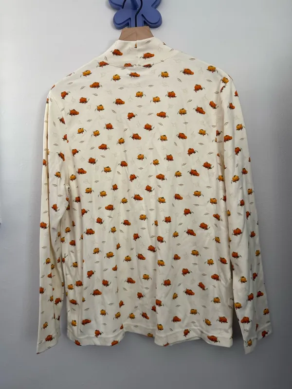 Croft Barrow Petite XL NEW Pumpkin Patch Long Sleeve Mock Neck Tee Cream Fall - Image 5