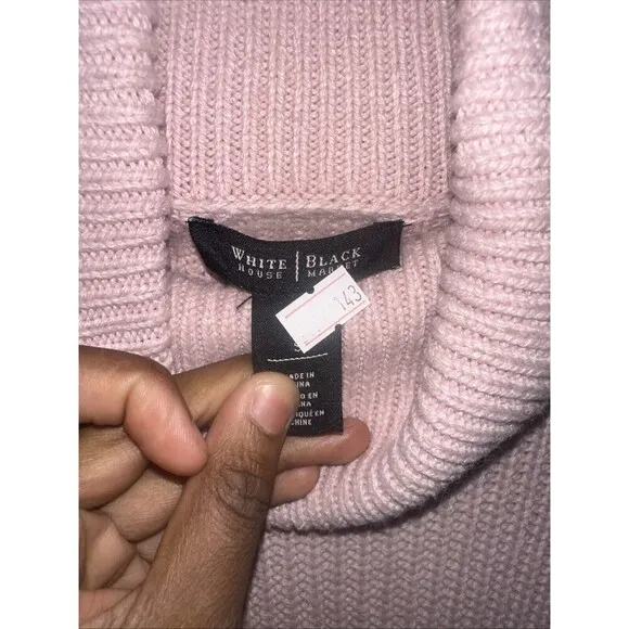 White House Black Market Pink Knit Funnel Neck Long‎ Sleeve Fitted Sweater - Image 7