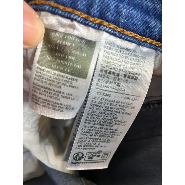 Levi's Ribcage Shorts Women 28 Blue Excellent Raw Hem High Rise Button Fly - Image 8