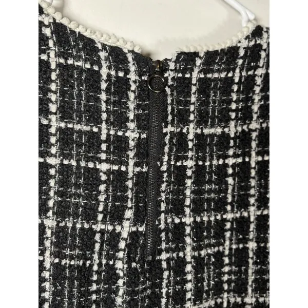 Gilli Shift‎ Dress Black White Plaid Tweed Minimalist Preppy Quiet Luxury Small - Image 6