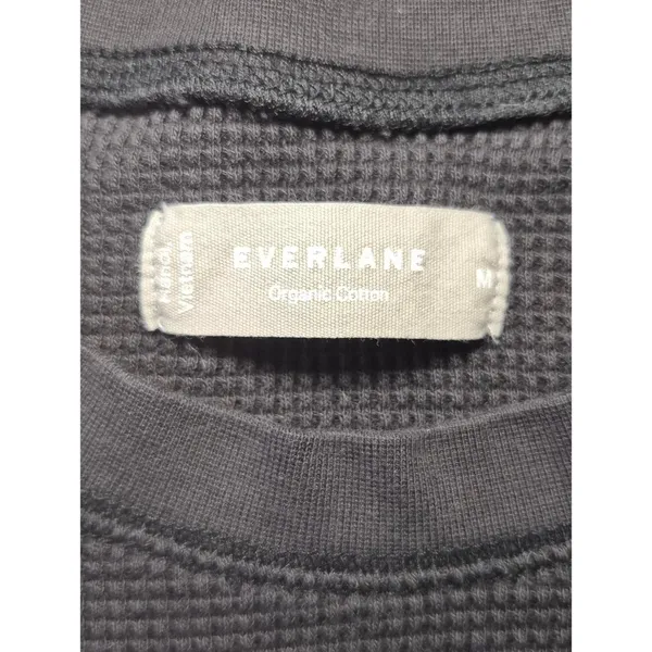 Everlane Black Waffle Thermal Top Medium Crew - Image 3