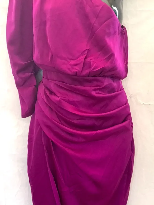 DO+BE One-Shoulder Ruched Cocktail Dress in Deep Fuchsia - Image 2