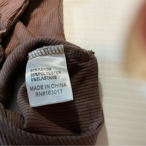 Princess Polly Jaye Top Brown Ribbed Wrap Crop Sz 0 - Image 5