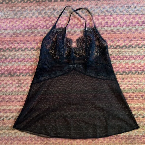 Victorias Secret Black Lace Sheer Mesh Baby Doll Slip - Image 5