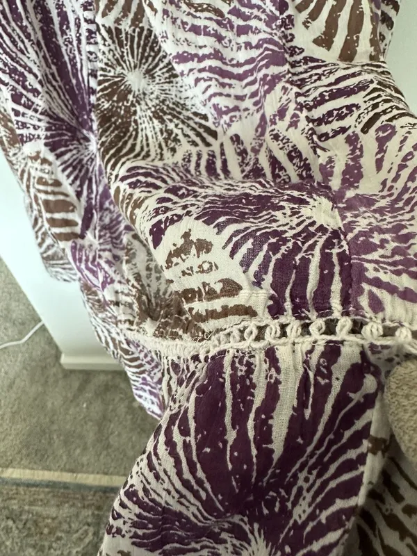 Studio West Women's Purple and Brown Abstract Print Cotton Midi Skirt Size M - Image 4