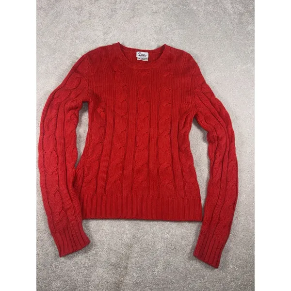 Lilly Pulitzer Sweater Womens Medium Cable Knit‎ Cashmere Pullover Outerwear Red - Image 2