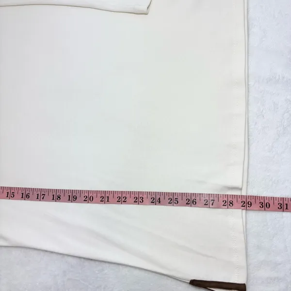 Ralph Lauren V neck Cream and Brown Cotton Long‎ Sleeve Top Size L - Image 10