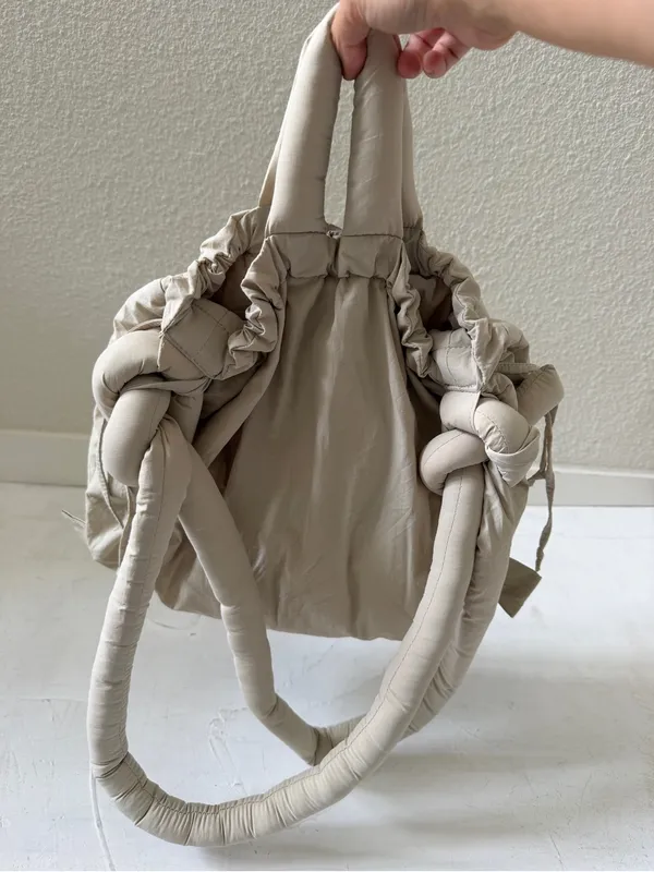 OLEND compact ona soft nylon multiwear crossbody backpack bag in sand - Image 5