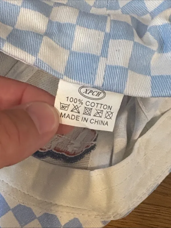 Light Blue & White Checkered Baseball Hat “Dip” Bar Shampoo One Size Adjustable - Image 3