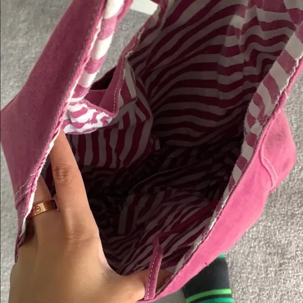 Purple/striped beach bag satchel - Image 3