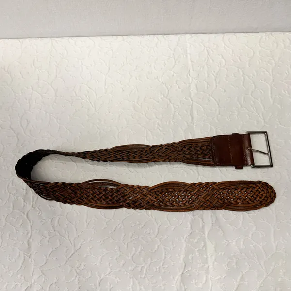 Leather Belt Braided Women's Size M Brown Retro Vintage Wide Flexible - Image 4