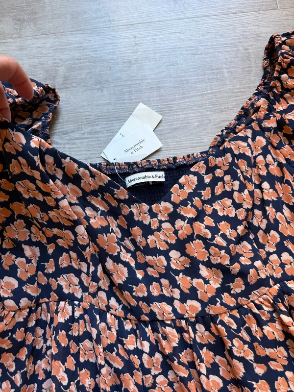 (NWT) Abercrombie & Fitch Floral Babydoll Long Sleeves Short Dress Size L - Image 7
