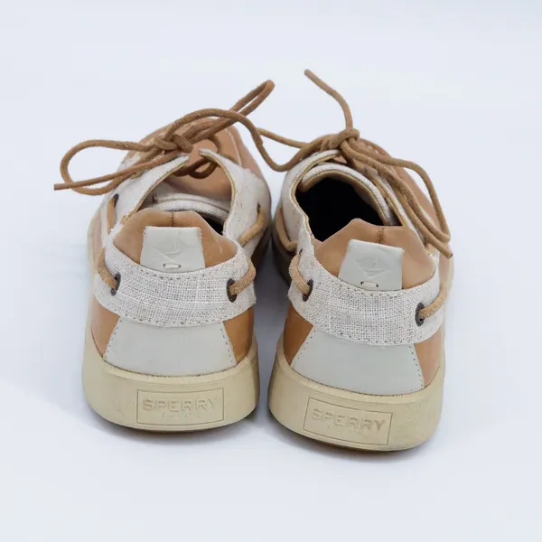 Sperry Top-Sider Womens STS81857‎ Tan Leather Canvas Boat Shoes 9.5 - Image 4