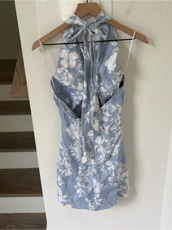 Reformation Samira Halter Neck Mini Dress - Blue New- NWT - Image 4