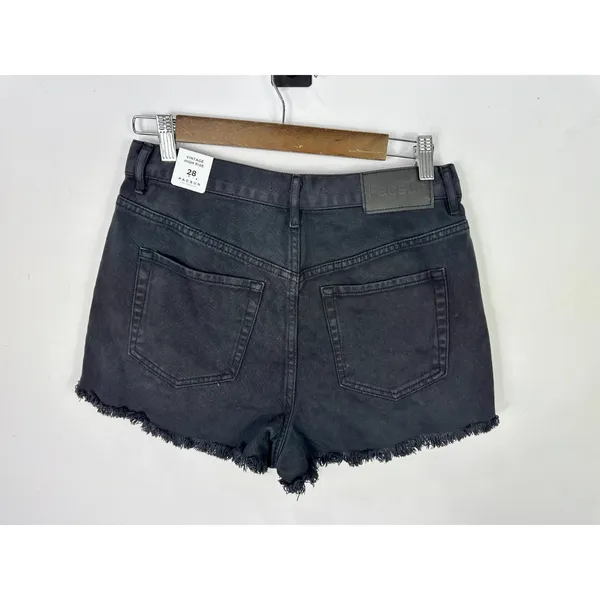 PacSun Denim Shorts 28 Black Vintage High Rise‎ Distressed Raw Hem Y2K Grunge - Image 2