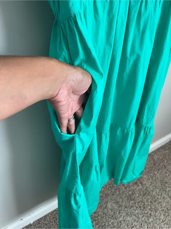 FRENCH CONNECTION Teal Puff-Sleeve Maxi Dress Sz XXL - Image 5