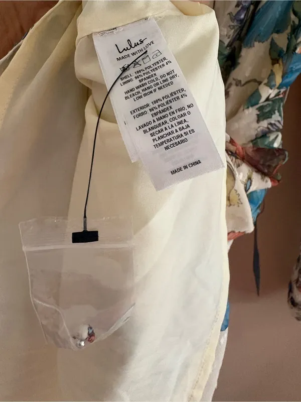 Lulus Ayame Ivory Floral Swiss Dot Balloon Sleeve Mini Dress Size Medium NWT Tie - Image 9