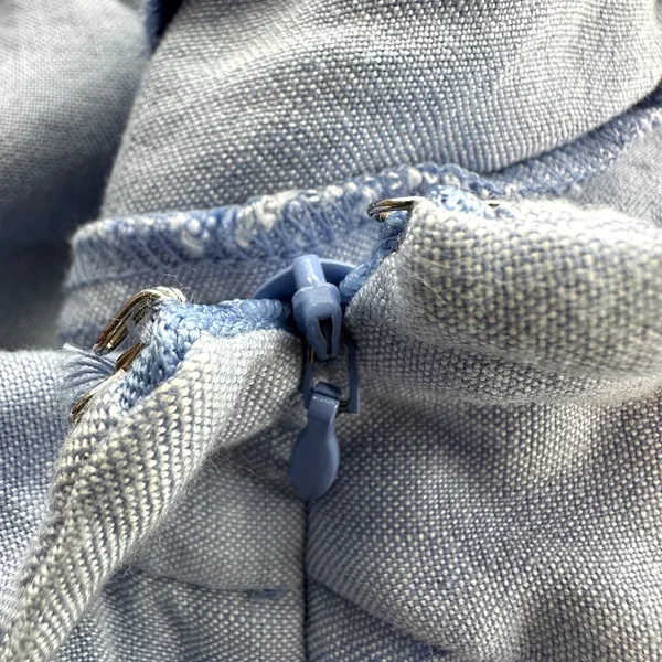 Ann Taylor LOFT Linen Culotte Wide Leg Crop Pants Side Zip Slash Pockets Blue 2 - Image 3