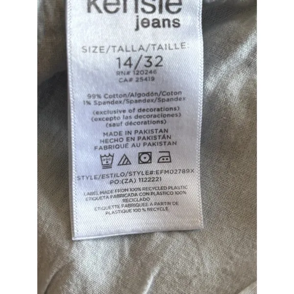 Kensie High Rise Wide Leg Light Wash Blue Stretch 5-Pocket Frayed Hem Jeans 14 - Image 8