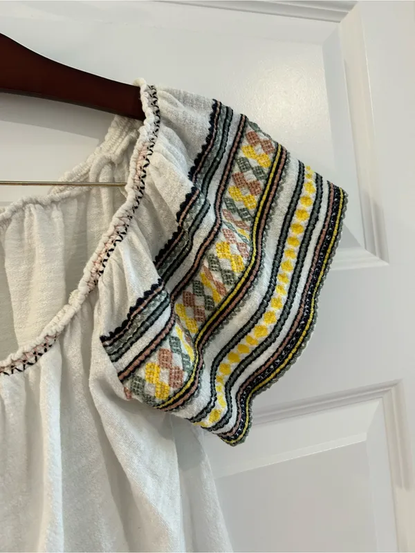 Lucky Brand Embroidered Peasant Top White Size 1X - Image 3