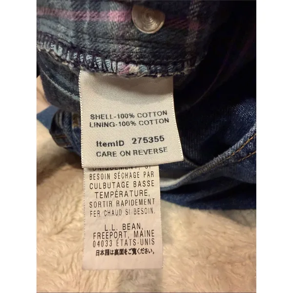 L.L.Bean Original Fit Relaxed 100% Cotton Plaid Lined Elastic Waist Jeans SZ 18W - Image 7