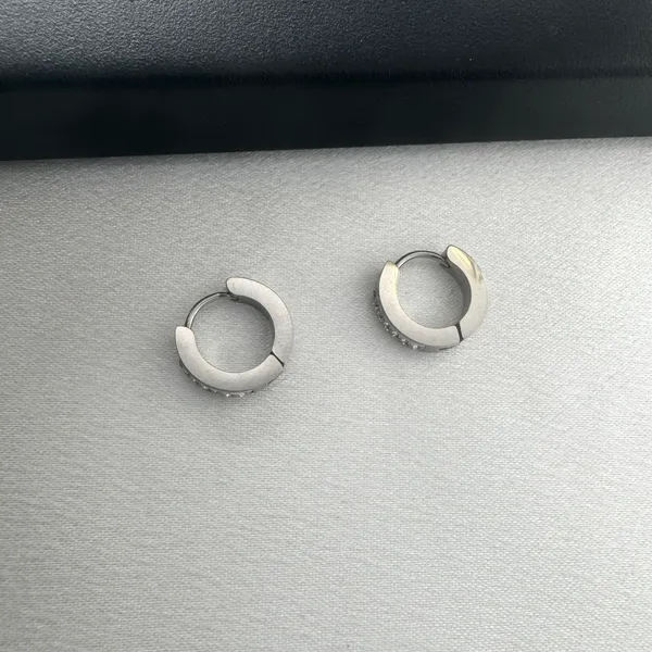 CZ Small Silver Hoop Earrings for Men Women Streetwear Unisex Style - Image 3