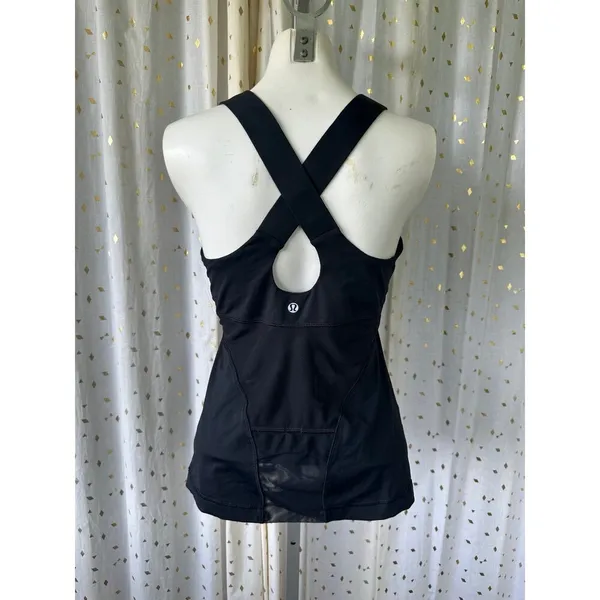 Lululemon Women's Black Athleisure Built In Bra Criss Cross Swift Tank 4 - Image 4