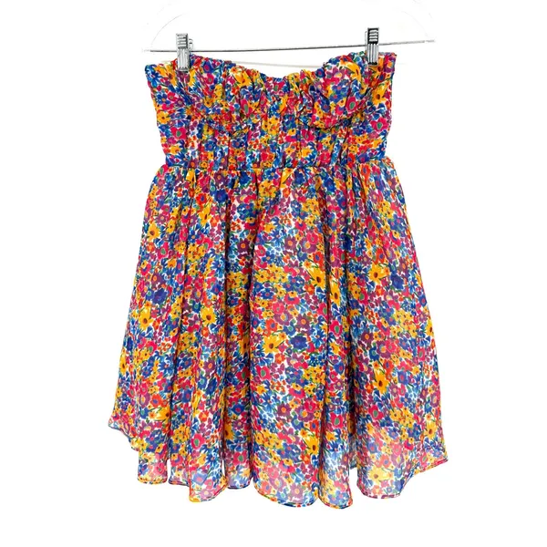 For Love & Lemons Sasha Floral Strapless Mini Dress S Sweetheart Babydoll Boho - Image 8
