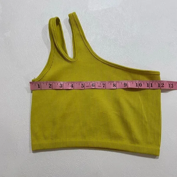 OFFLINE by Aerie One Shoulder Ribbed Crop Tank Top Women’s Small – Lime Green As - Image 4