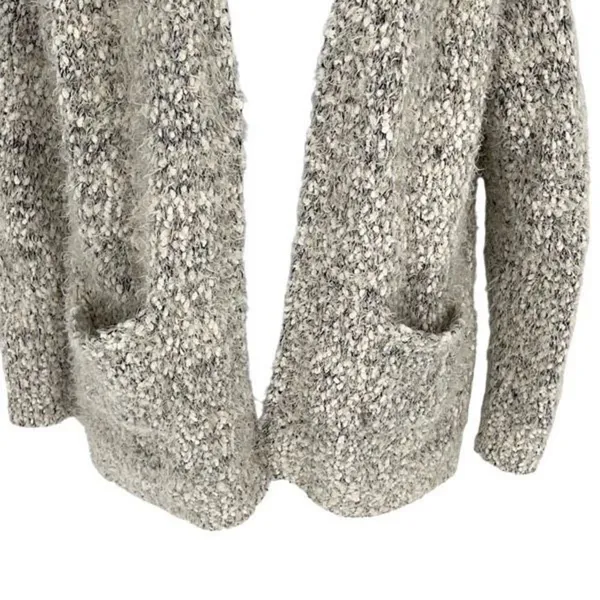 Cotton Emporium Womens Fuzzy Knit Open Pockets Cardigan Sweater Ivory Size Large - Image 4