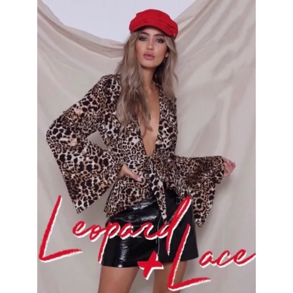 Runaway The Label - Women’s REOW Leopard‎ Tie Top - Brown - Image 4