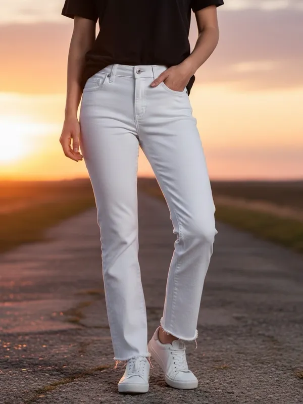 PAIGE Women’s 26 White Mid Rise Ankle Skinny Jeans Raw Frayed Hem Stretch Denim - Image 4
