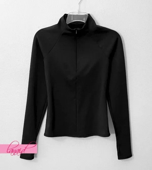 Alo Airlift Winter Warm 1/4 Zip Long Sleeve Black V Mock Neck Fitted Pullover M - Image 9